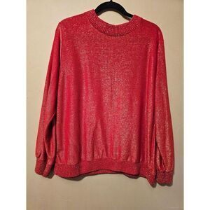 Lady Blair vintage 2xl Red and Gold Metallic sweater